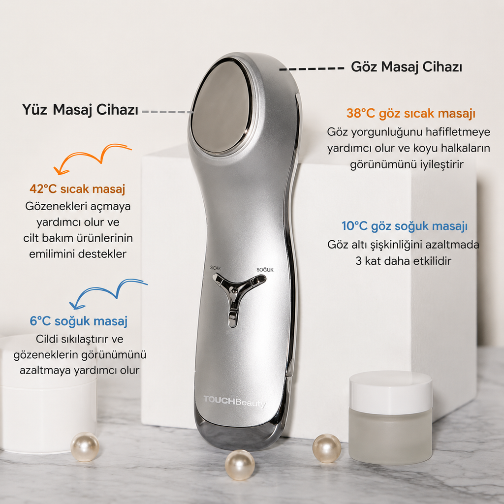 Akıllı Yüz ve Göz Masaj Cihazı Sıcak,Soğuk Terapi & Sonic Teknoloji ile Cilt Sıkılaştırma