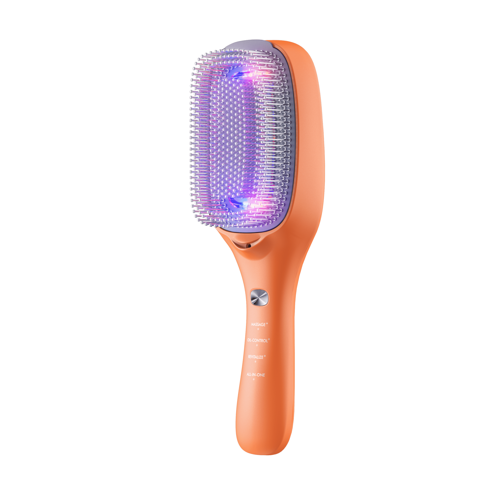 TouchBeauty saç bakım tarağının yan görünümü ve LED ışıklı tarama başlığı